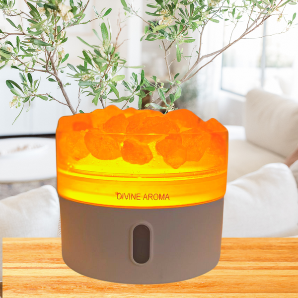 divine aroma himalayan rock salt aroma diffuser / humidifier lamp for aromatherapy with essential oils or aroma oils  for home, office, shop, hotel, resort