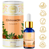 Divine aroma cinnamon 100% pure and natural essential oil in luxury packaging and blue bottle with golden dropper cap for aromatherapy for skin,hair,aroma,bath,mental wellness