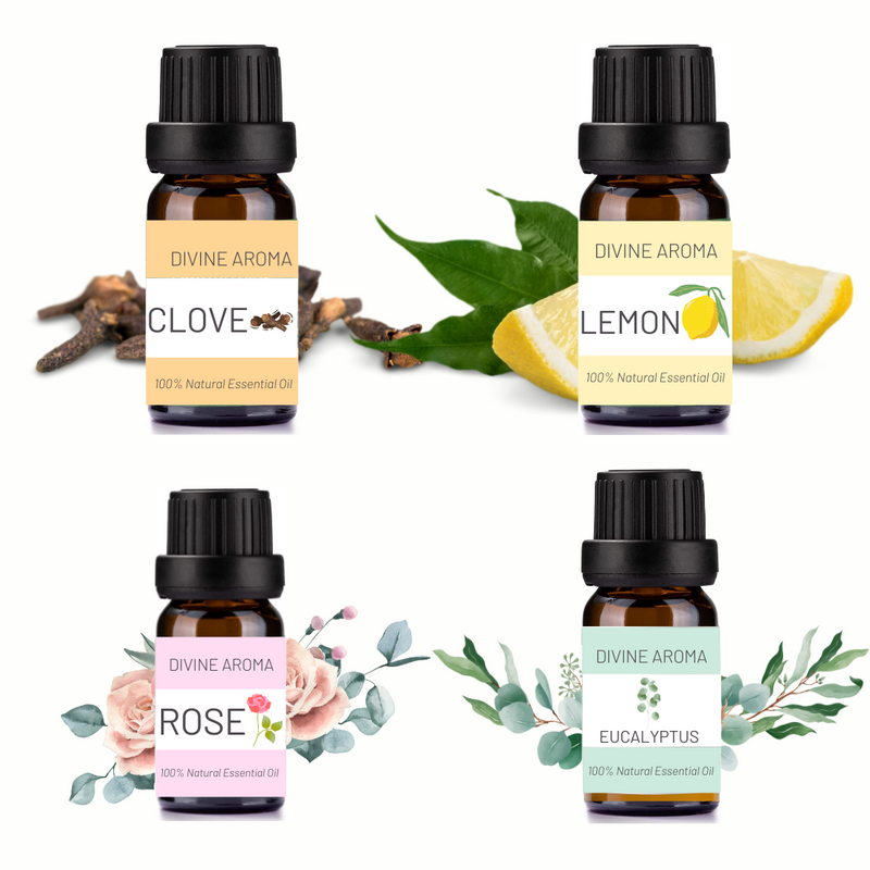Smell training kit | Enhance your sense of smell | Clove, Rose, Eucalyptus, Lemon Essential oils