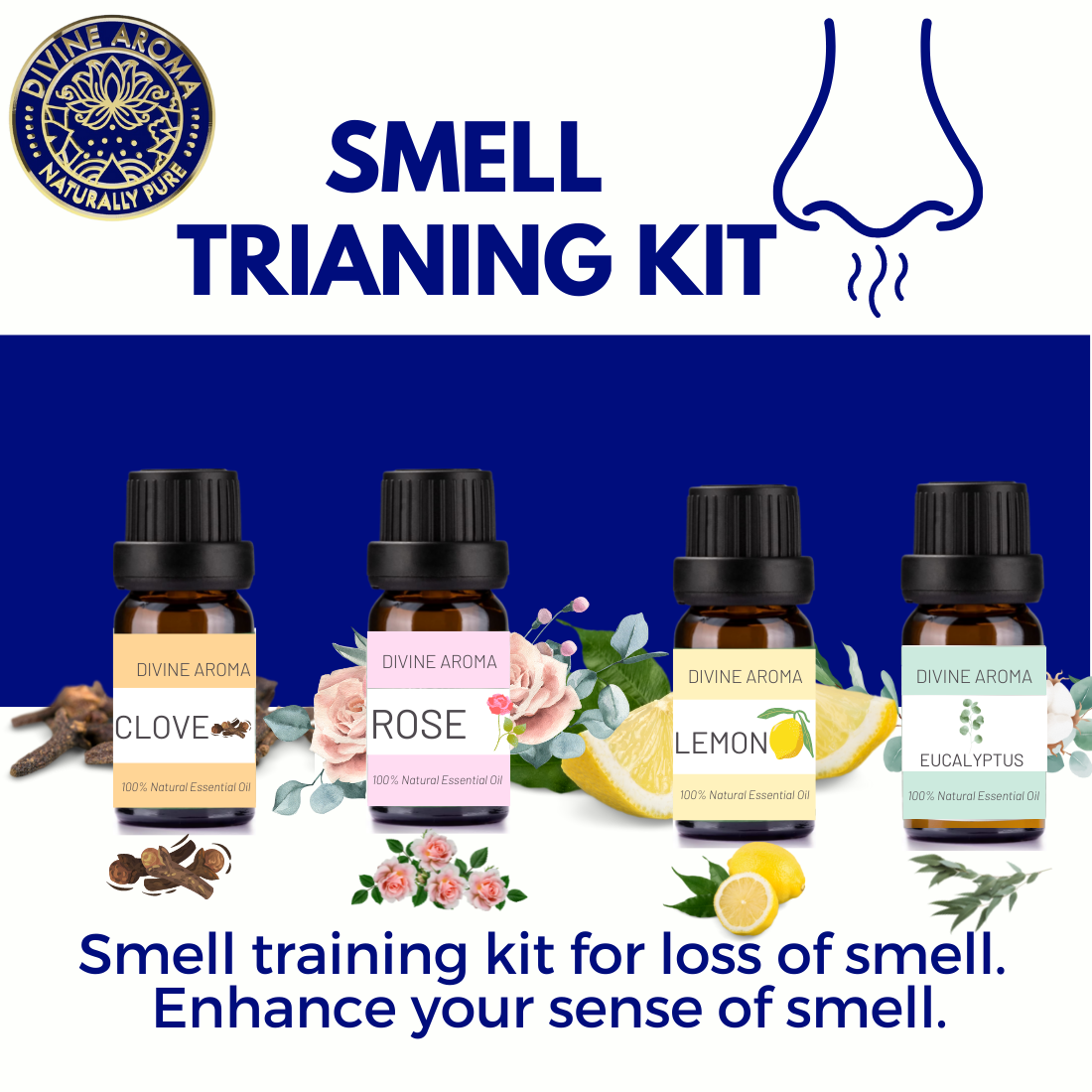 Smell training kit Enhance your sense of smell Clove, Rose, Eucaly
