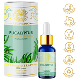 Divine aroma Eucalyptus 100% pure and natural essential oil in luxury packaging and blue bottle with golden dropper cap for aromatherapy for skin,hair,aroma,bath,mental wellness