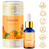 Divine aroma sweet orange 100% pure and natural essential oil in luxury packaging and blue bottle with golden dropper cap for aromatherapy for skin,hair,aroma,bath,mental wellness