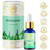 Divine aroma peppermint 100% pure and natural essential oil in luxury packaging and blue bottle with golden dropper cap for aromatherapy for skin,hair,aroma,bath,mental wellness